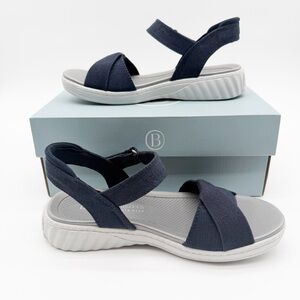 Bzees Lane Air Step Walking Sandals Lightweight Comfort Navy Blue 6.5 NEW